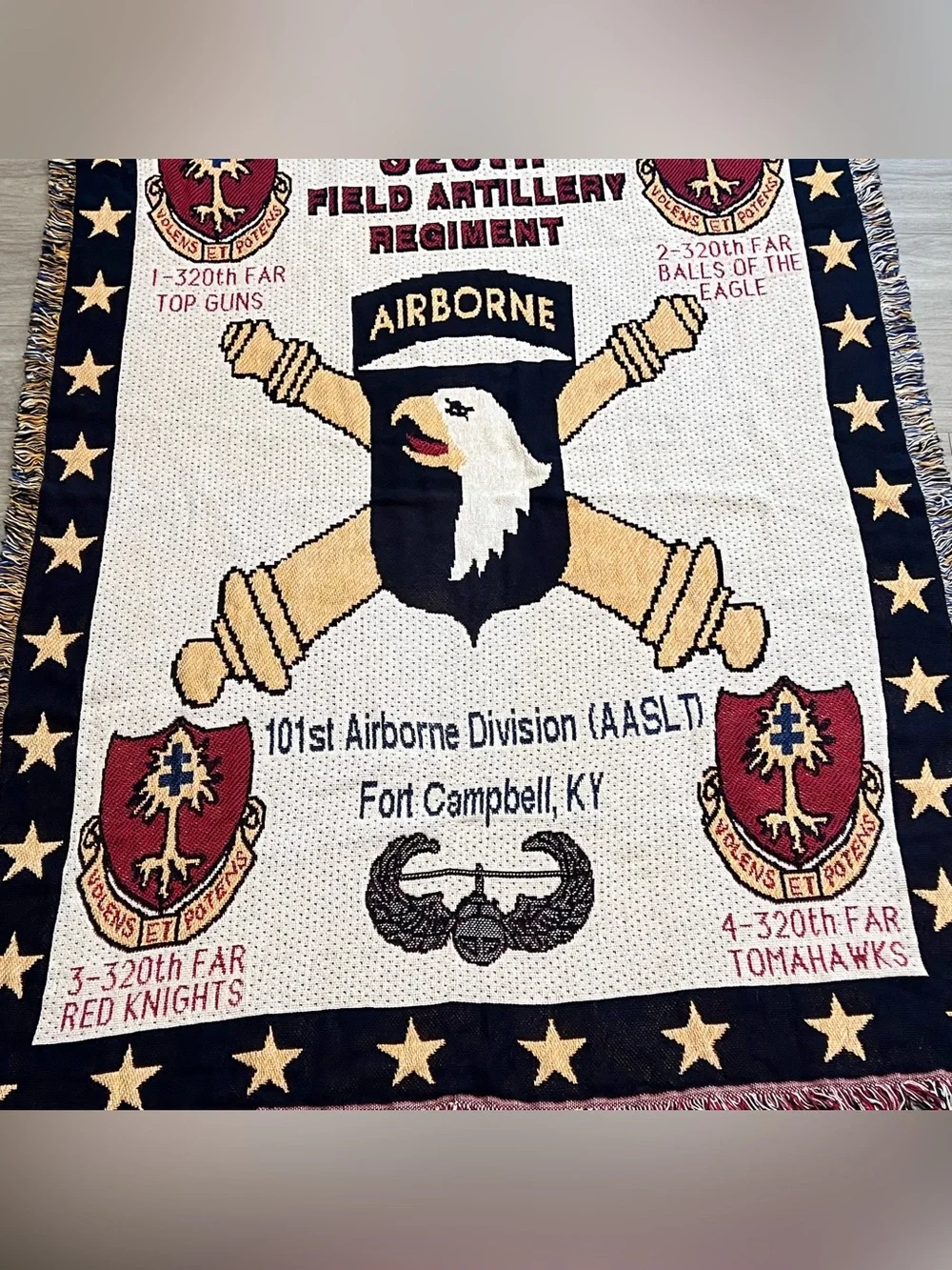 101st Airborne 320th Field Artillery Woven Throw Blanket 50x68